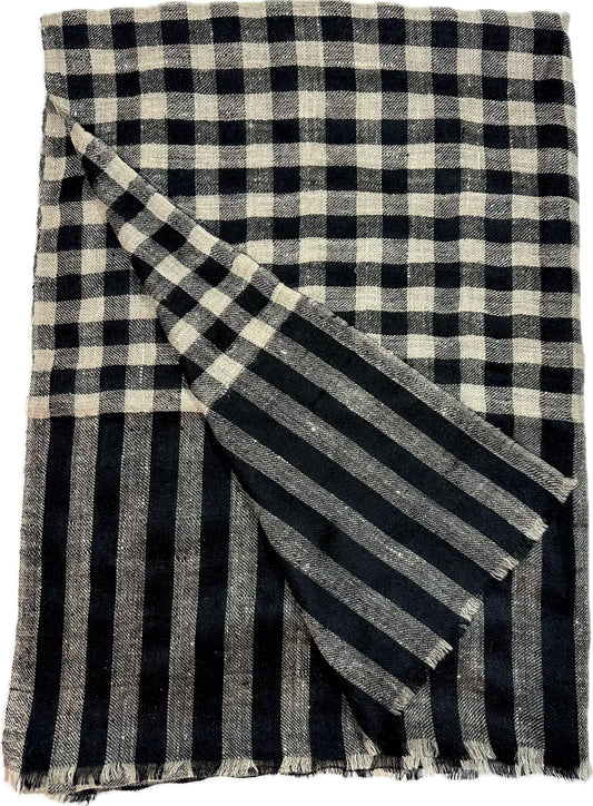 Kashmiri Classic Shawl - Noir Grid