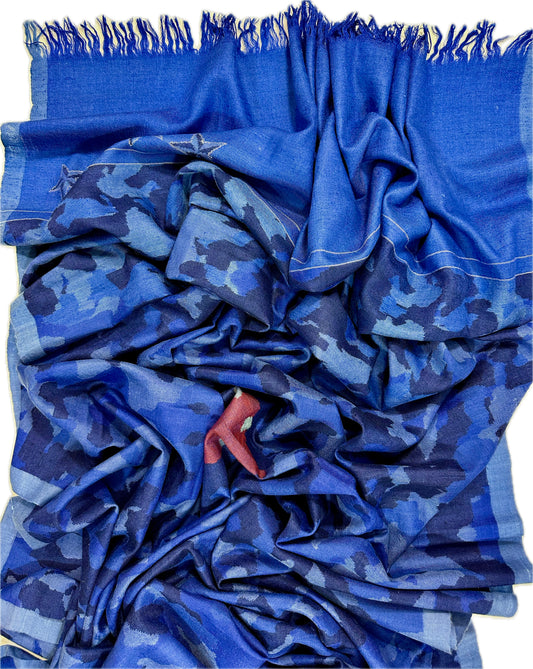 Kani Cashmere Shawl - Camouflage marine