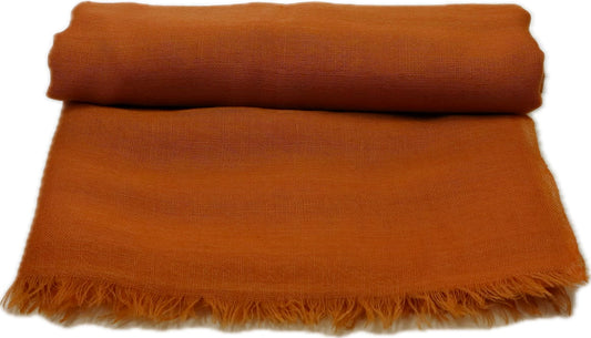 Nepali Essence cashmere shawl, rolled up, rust red, plain weave, 70x200 cm, handwoven in Nepal by vonoz cashmere