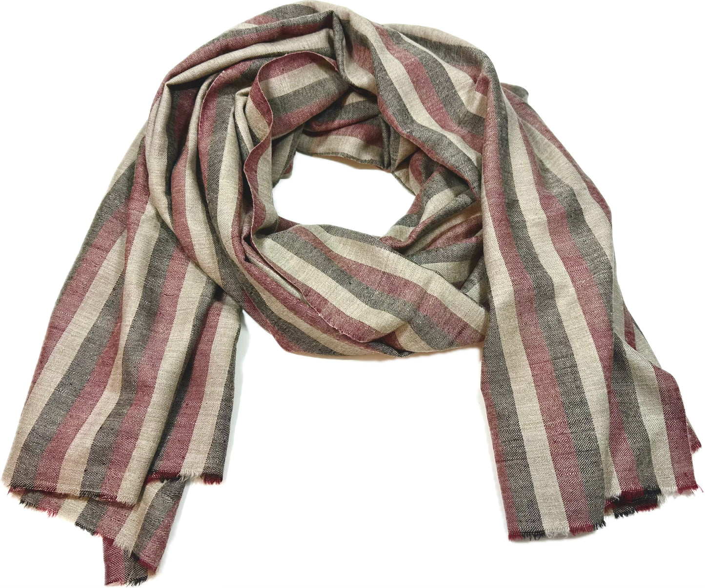 Kashmiri Classics Stole – Tricolor Stripes