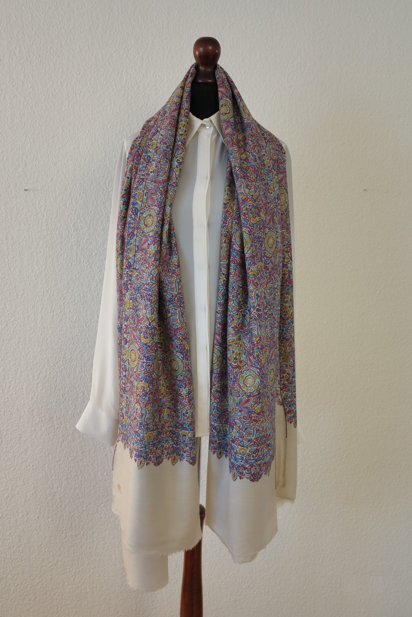 Hand-Embroidered Sozni Shawl - Flower Garden